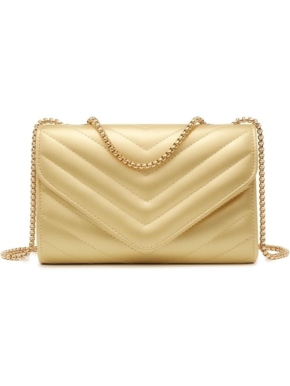 Women's Gold Small Quilted Stylish Clutch Purses Evening Crossbody Bags